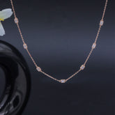 Rose Gold Plated Square Box Brilliant Cut Diamond Chain